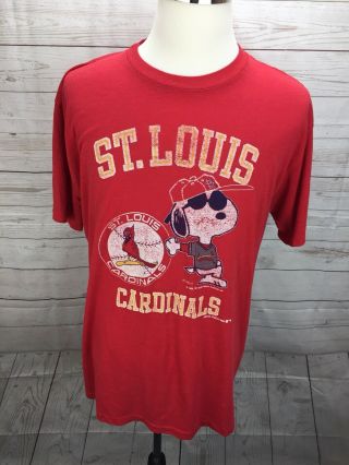 Vintage St Louis Cardinals Snoopy Sz L /xl T Shirt Peanuts Schulz 1988 Red
