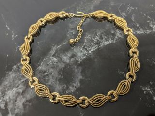Vintage Gold Tone Necklace Ribbon Design By Trifari Jewellery