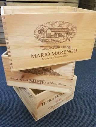 3 X Italian Wooden Wine Crates Boxes - Vintage Shabby Chic Drawers Storage