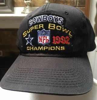 Dallas Cowboys Bowl Champions 1992 Twill Black Hat Cap Vintage Sports Spcl