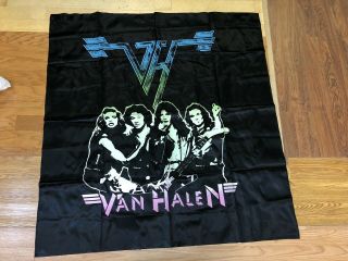 Vintage 1980 Van Halen Silk Style Fabric Tapestry.  Vintage