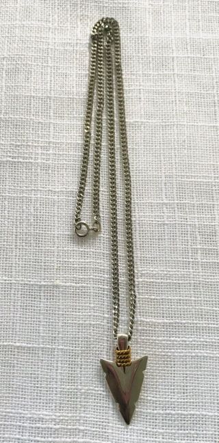 Vintage Arrowhead Pendant Necklace 20” Silver Tone Chain Native American Jewelry