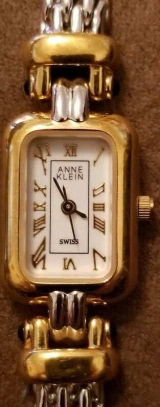 Vintage Anne Klein Ladies Watch Silver And Gold Tone Band White Face 12/6011