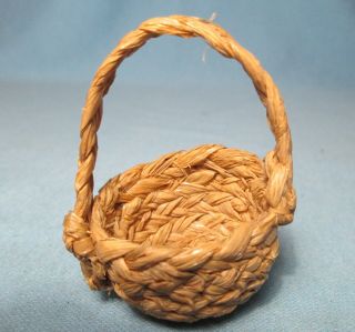 Vintage Miniature Hand Woven Handled Sweetgrass Basket