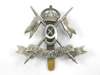 Vintage White Metal British Military Cap Badge 9th Lancers Regiment