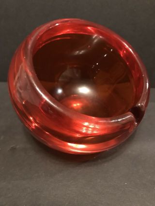 Vintage Mid Century Modern Viking Art Glass Sphere Orange Ashtray