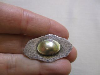 Vintage Sterling Silver Mabe Pearl Brooch Pin 1 1/2 "