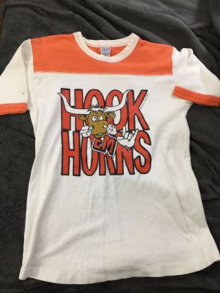 Vintage University Of Texas Longhorns T - Shirt Size Large Hook Em Horns