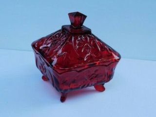 Vintage Ruby Red Art Deco Candy Dish,  Vintage -