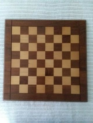 Vtg Drueke Dual Double Sided Chess Checkers Board 15 " Walnut & Birch Wood
