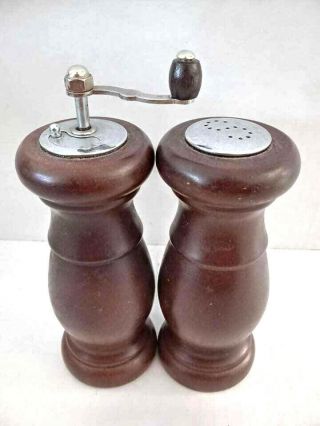 Vintage Wooden Salt Shaker & Pepper Mill Grinder Japan