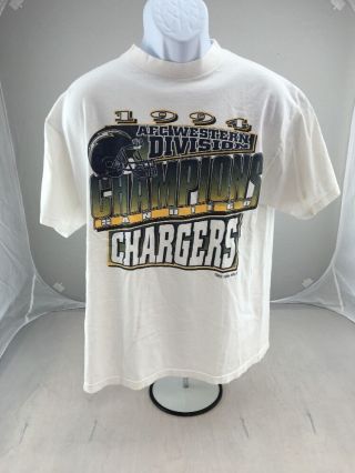 San Diego Chargers Vintage 1994 Afc Champions White Made Usa T Shirt Xl
