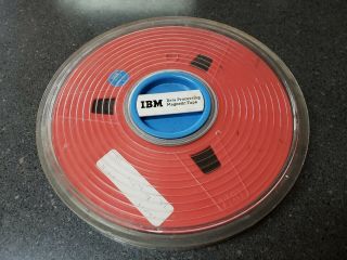 Vintage Ibm Computer Mainframe Magnetic Tape Red Data Reel With Ibm Clear Case