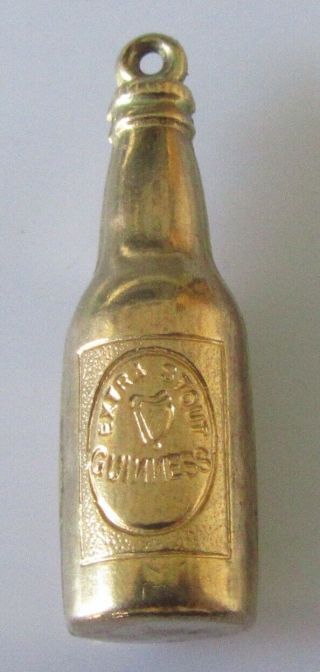 Vintage 9ct Yellow Gold Hollow Guinness Bottle Charm (1.  2g)