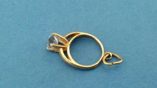 Vintage 9ct Solid Gold Faux Diamond Engagement Ring Charm Pendant