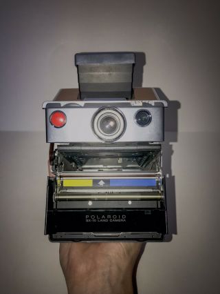 Vintage POLAROID SX - 70 Alpha Land Camera Great Silver Brown 4