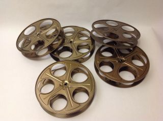 5 Vintage 10 " 35mm Metal Movie Projector Film Reels Taylor - Shantz Bronze Color