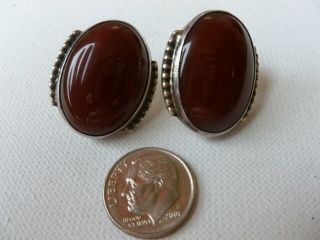 Vintage Sterling Siver Signed Jackson Brown Precious Stone Pierced Earrings