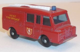 Vintage Matchbox Lesney No 57 Land Rover Fire Truck Kent Brigade Die - Cast