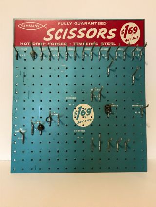 Vintage Sammann Scissors Hot Drop Forged Tempered Steel Peg Board Store Display