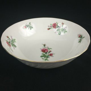 Vtg Round Vegetable Serving Bowl 9 " By Lynns Fine China Victorian Rose Swirl