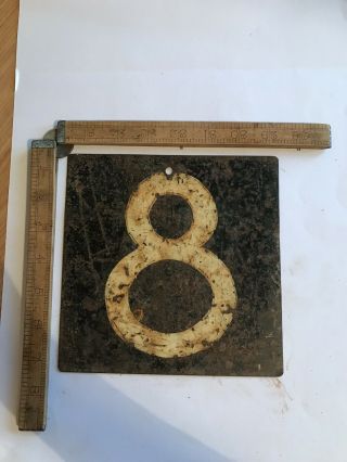 Vintage Cricket Scoreboard Metal Numbers 8.  9 Double Sided - Salvage