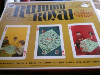 Vintage 1965 Whitman Rummy Royal Card Board Game 4804 W/ Chips Cards Mat