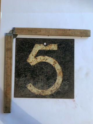 Vintage Cricket Scoreboard Metal Numbers 4.  5 Double Sided - Salvage