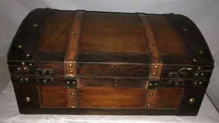 Vintage Wooden Pirate Treasure Chest 18wx13dx8h