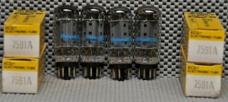 7591a Ecg Philips Old Stock Four Vacuum Tubes For 1 Money Made In Usa
