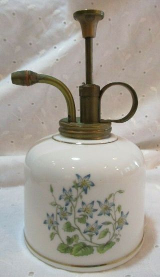 Vintage Takahashi Porcelain Brass Herb Plant Water Mister Sprayer Japan 5.  75 "