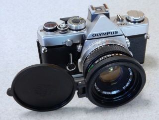 Olympus OM - 1 MD 35mm SLR Film Camera & Olympus F.  ZUIKO 50mm f1.  8 Lens 2