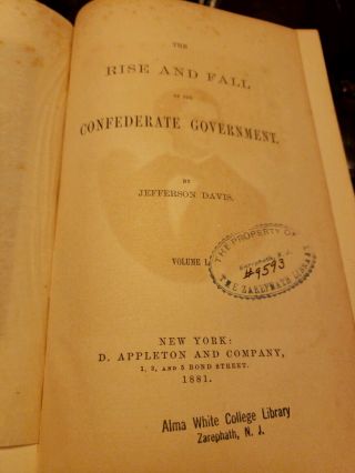 THE RISE AND FALL OF THE CONFEDERATE GOVERNMENT 1881 Jefferson Davis Two Volumes 3