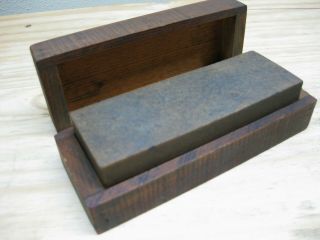 Vintage Arkansas Hard Oilstone,  Wooden Box,  5 1/2 X 1 7/8 X 1 1/4