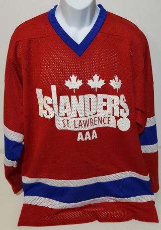 St Lawrence Islanders Vtg 90s Aaa Red White & Blue Hockey Jersey Mens Xl Canada