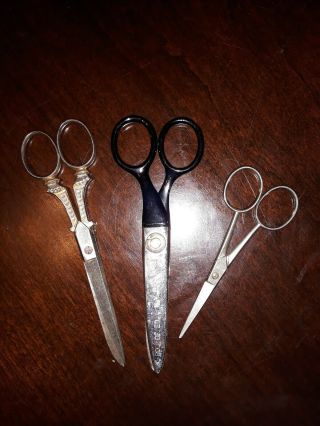 3 Pair Vintage Scissors,  Ziss Cb 5,  Sears (made In Germany) And Hoffritz