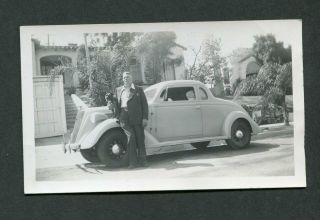 Vintage Car Photo Man & Pet Dog W/ 1935 Nash Coupe 989064