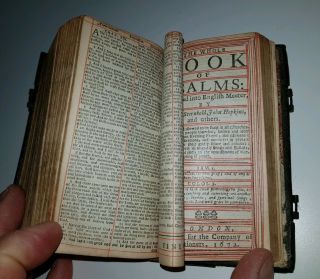 1672 KING JAMES POCKET BIBLE COMPLETE FINE ORNATE LEATHER METALWORK BINDING 9
