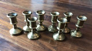 8 Vintage Solid Brass Candlesticks Holder Cast Heavy 2.  75 Inches Wedding Party