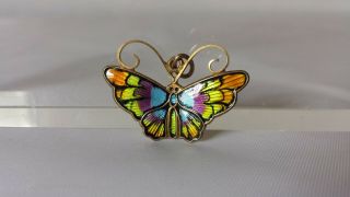 Vintage David Andersen Norway Gp Sterling Silver Enamel Butterfly Pendant