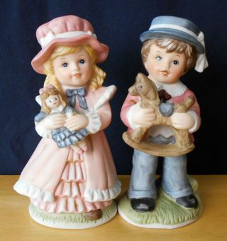 Vintage Homco Victorian Boy & Girl Figurines 1419 - -