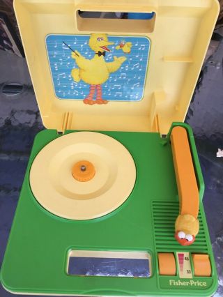 Vintage 1983 Sesame Street Big Bird Record Player Fisher Price Great 33 45