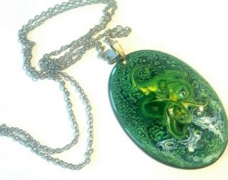 Vintage Necklace With Large Pendant Enamelled On Copper