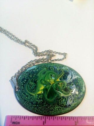 Vintage Necklace with large Pendant Enamelled on Copper 4
