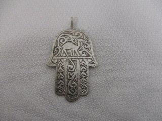 Vintage Sterling Silver Hamsa Hand Of Fatima With Camel Pendant 1 3/4 "
