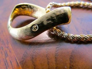 Vintage SWAROVSKI Swan Mark Baguette Crystal Pendant - Signed Gold Rope Chain - EUC 5