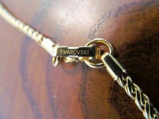 Vintage SWAROVSKI Swan Mark Baguette Crystal Pendant - Signed Gold Rope Chain - EUC 6