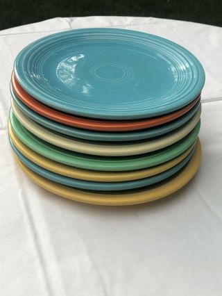 8 Vintage Homer Laughlin Fiesta Ware 7.  5 " Salad Plates