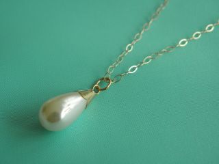 Vintage Pearl Teardrop 9ct Gold Fine 16 " Link Chain Necklace