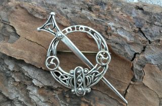 Vintage Hand Made Sterling Silver Irish Kilt Pin Signed And Hallmarked
